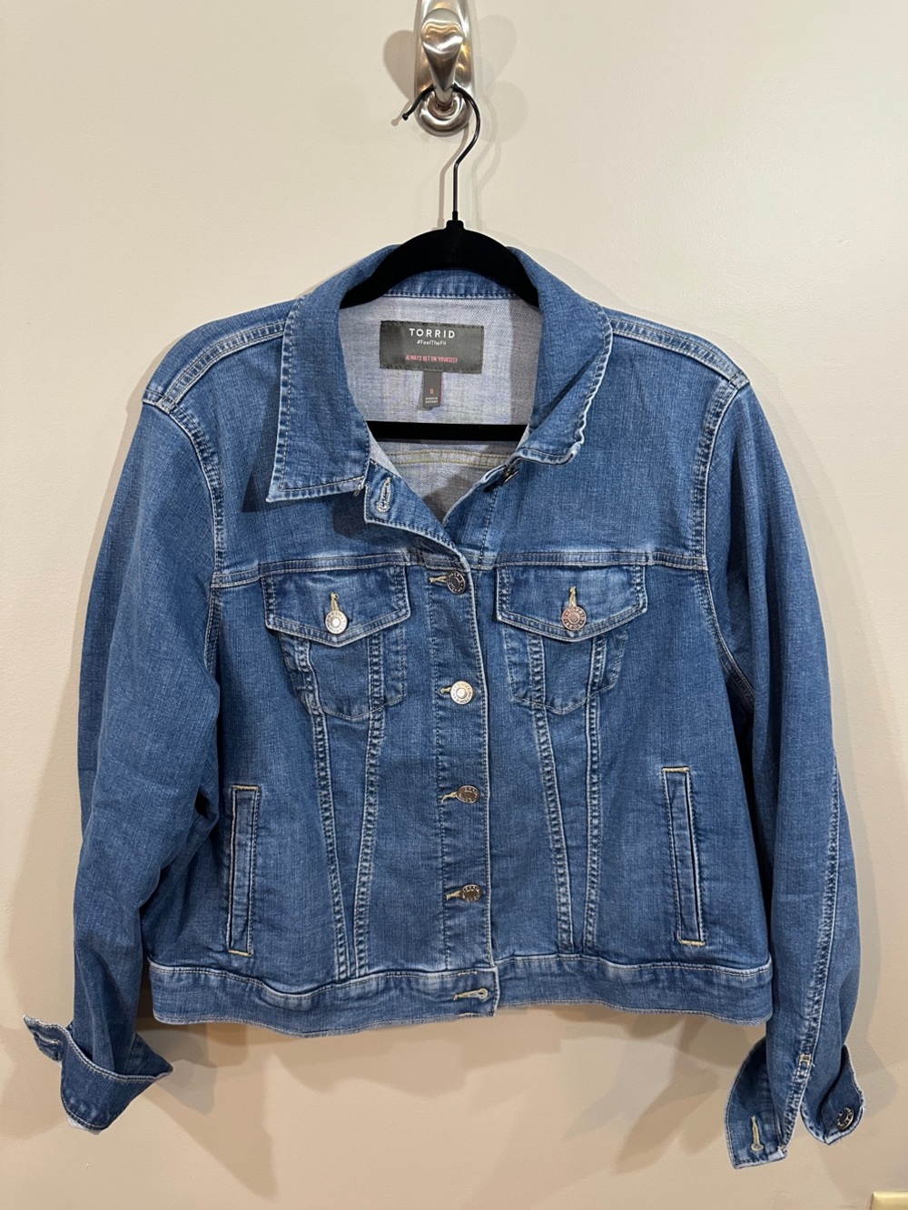 Torrid Medium Blue Denim Jacket with Button Front, Size 0X